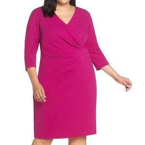 Tahari Plus Sized Ruched Surplise Crepe Dress 22W
